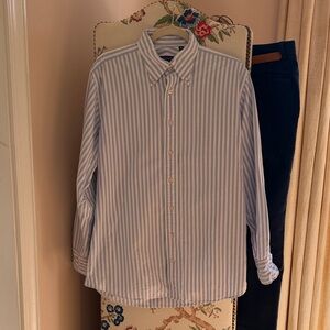 Spier & Mackay blue & white stripe button-down shirt 16 x 34